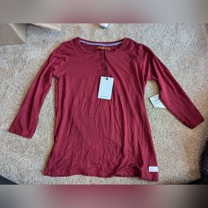 NWT 7 For All Mankind Girl's Long Sleeve Ruby Red Henley Shirt Top Size M